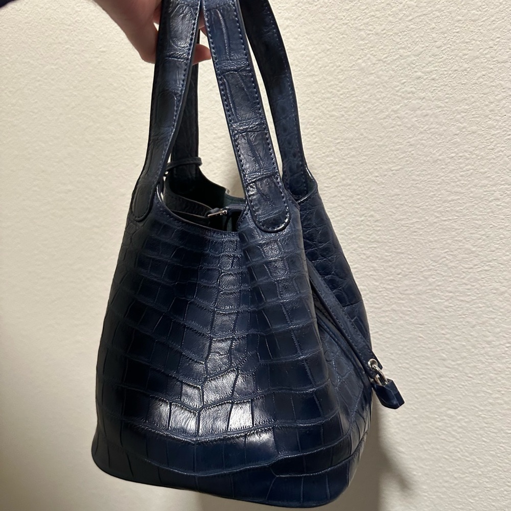 Genuine Crocodile Picotin 18 style handbag Navy Blue